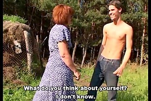 Skinny Farm Boy Outdoor Sex With Redhead Granny