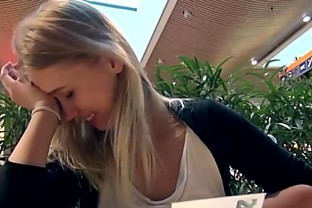 Super beautiful blonde hottie gets paid for public nudity and sex