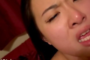 BLUE Eyes Asian Moaning for Creampie & THROATFUCKS his cock WMAF