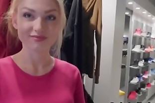 Sexy shop assistant blows for extra cash
