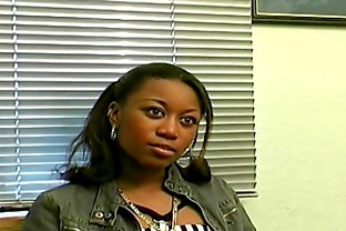 Ebony amateur filmed at real porn casting audition