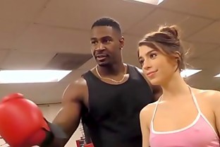 Domina cuckolds in boxing gym for cum
