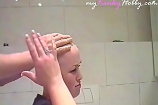 video: Headshave and cumshot of the Kinkest Hairdresser Student