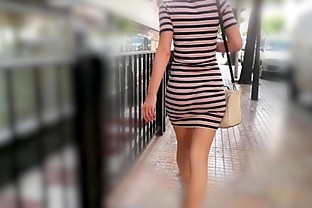 Hot Wife Walking In Tight Dress Wiggling Sexy Booty